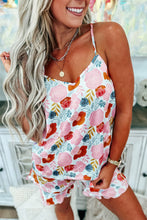 Multicolour Floral V Neck Cami Top and Ruffled Shorts Lounge Set
