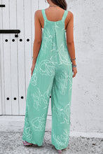 Moonlight Jade Printed Bib Wide Leg Overall