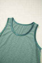 Peacock Blue Metallic Sheen Edge Scoop Neck Tank Top
