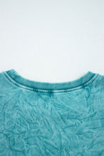 Sea Green saved by grace Letter Embroidery Mineral Wash Loose Sweatshirt