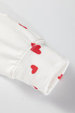 Fiery Red Tiny Hearts Printed Long Sleeve Top Drawstring Lounge Pant Set