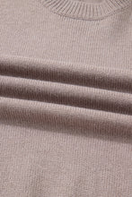 Simply Taupe Embroidered Floral Sleeve Round Neck Loose Sweater