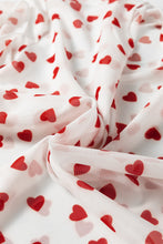 Red Allover Heart Print Mesh Short Sleeve Top