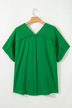 Bright Pink Seamed Back High Low Hem V Neck Cuffed Sleeve Plus Size Tee