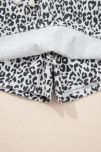 Khaki Leopard Print Tassel Drawstring Casual Denim Skort