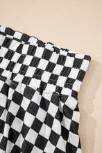 Brown Checkerboard T Shirt and High Waist Skorts 2 Piece Outfit