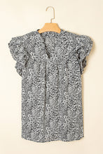 Fiery Red Rose Floral Print Ruffle Sleeve Plus Size Shift Top