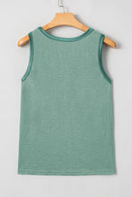 Peacock Blue Metallic Sheen Edge Scoop Neck Tank Top