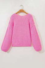 Fiery Red Festive Bow Backless Bubble Sleeve Sweater