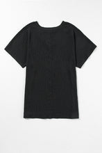 Bright Pink Crinkled V Neck Wide Sleeve T-shirt