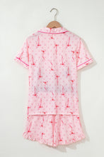 White Floral Print Contrast Pipping Short Pajamas Set