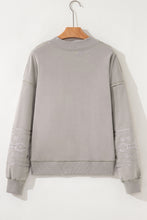 Parchment Aztec Embroidered Western V Neck Sweatshirt