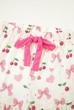 White Floral Print Contrast Pipping Short Pajamas Set