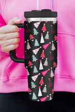 Rose Red Cartoon Christmas Tree Printed Thermos Cup 40oz