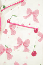 White Floral Print Contrast Pipping Short Pajamas Set
