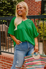 Bright Pink Seamed Back High Low Hem V Neck Cuffed Sleeve Plus Size Tee
