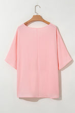 Four Leaf Clover Textured Half Sleeve V Neck Plus Size T Shirt with Chest Pocket