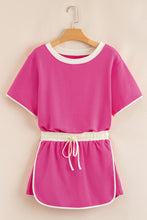 Evergreen Colorblock Edge Drop Shoulder T Shirt and Skort 2Pcs Set