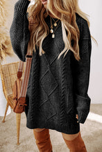 Oatmeal Cable Knit Drop Shoulder Loose Fit Sweater Dress