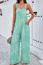 Moonlight Jade Printed Bib Wide Leg Overall