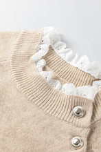 Parchment Button Lace Detail Raglan Sleeve Shift Mini Sweater Dress