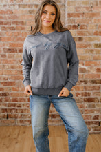Sea Green saved by grace Letter Embroidery Mineral Wash Loose Sweatshirt