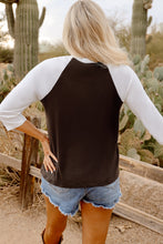 Brown Western Yeehaw Graphic Vintage Raglan Long Sleeve Top