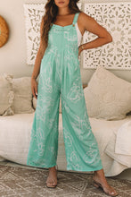 Moonlight Jade Printed Bib Wide Leg Overall