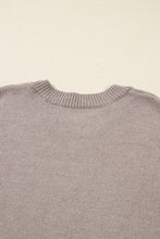 Simply Taupe Embroidered Floral Sleeve Round Neck Loose Sweater