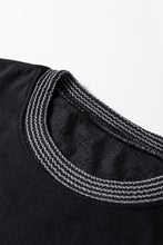 Black Halloween Rhinestone Pumpkin Face Contrast Ribbed Long Sleeve Patchwork Top