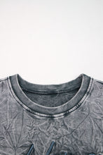 Sea Green saved by grace Letter Embroidery Mineral Wash Loose Sweatshirt