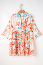 Green Tribal Bracelet Sleeve Buttoned Mini Dress
