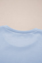 Beau Blue Puff Sleeve Pearl Embellished Scallop Trim Top 2 Piece Skort Set