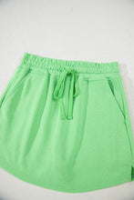 Light Green French Terry Drawstring Mini Skort with Pockets