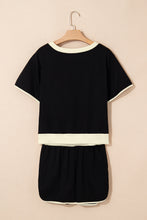 Evergreen Colorblock Edge Drop Shoulder T Shirt and Skort 2Pcs Set