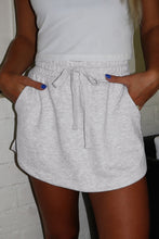 Light Green French Terry Drawstring Mini Skort with Pockets