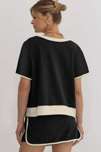 Evergreen Colorblock Edge Drop Shoulder T Shirt and Skort 2Pcs Set