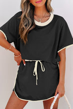 Evergreen Colorblock Edge Drop Shoulder T Shirt and Skort 2Pcs Set