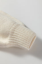 Simply Taupe Embroidered Floral Sleeve Round Neck Loose Sweater