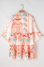Green Tribal Bracelet Sleeve Buttoned Mini Dress