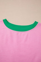 Evergreen Colorblock Edge Drop Shoulder T Shirt and Skort 2Pcs Set