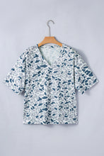 Gray Camouflage Print Single Chest Pocket V Neck Tee